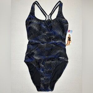 Speedo Women's Black and Blue Swimsuit